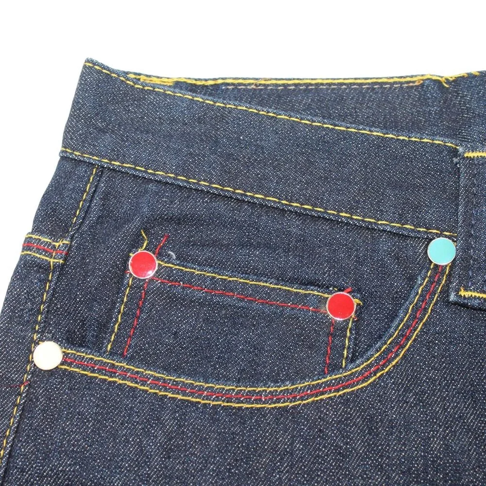 Vintage COOGI Sz 40X32 Y2K Embroidered Rainbow Colors Dk Wash Straight Leg Jeans - Picture 11 of 16